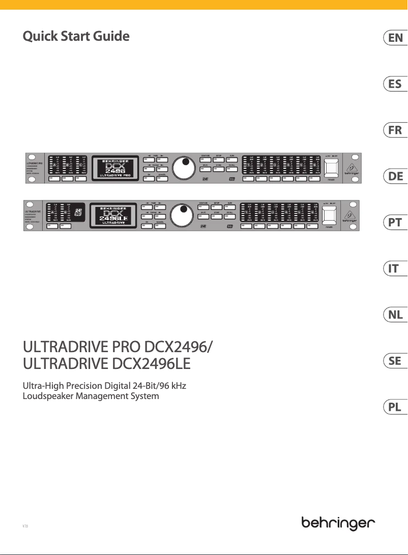 Page n°1 - Guide de démarrage rapide Behringer Ultradrive DCX2496LE