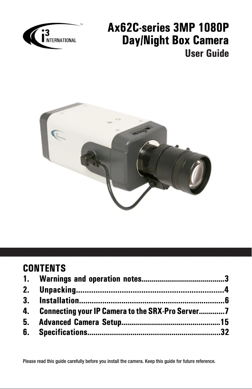 Page 1 de la notice Manuel utilisateur i3International Ax62C