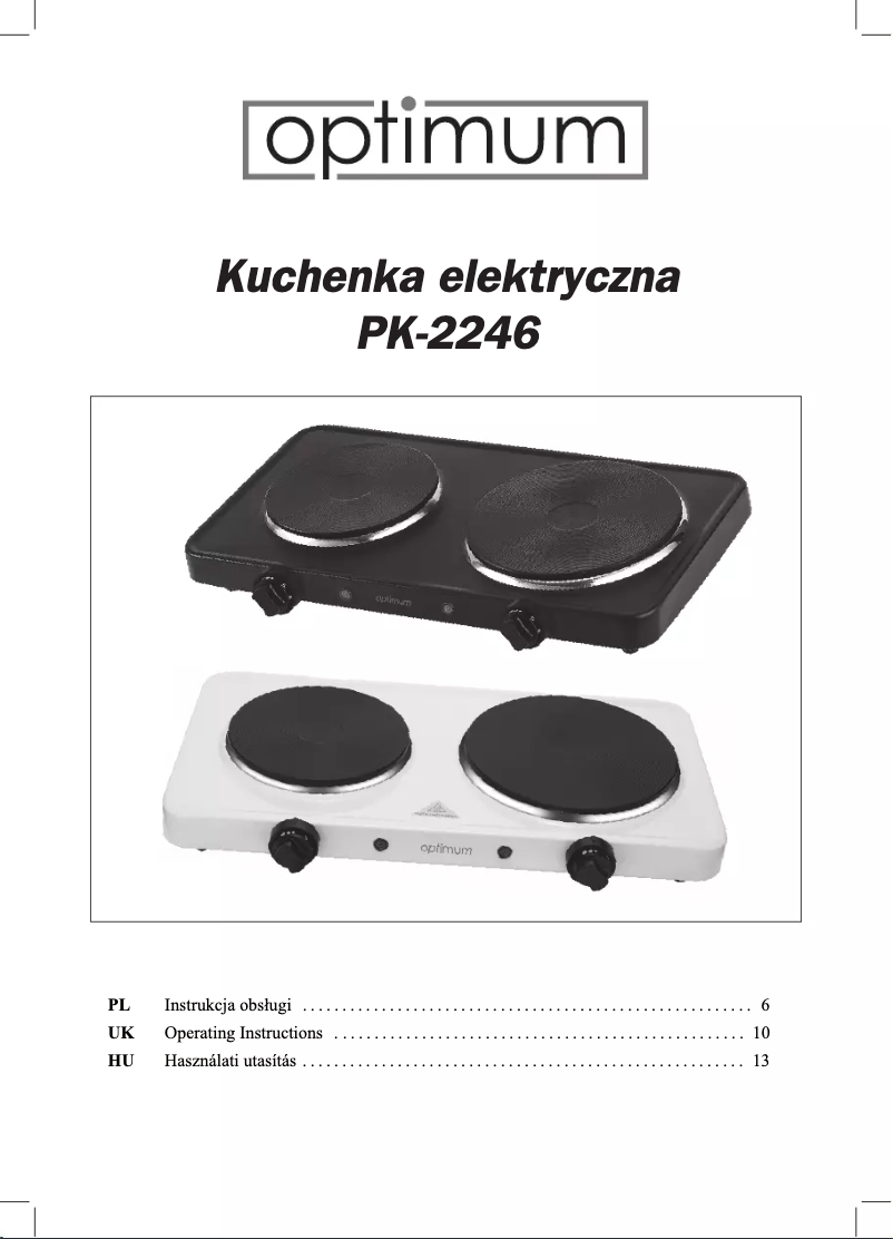 Page 1 de la notice Manuel utilisateur Optimum PK-2246