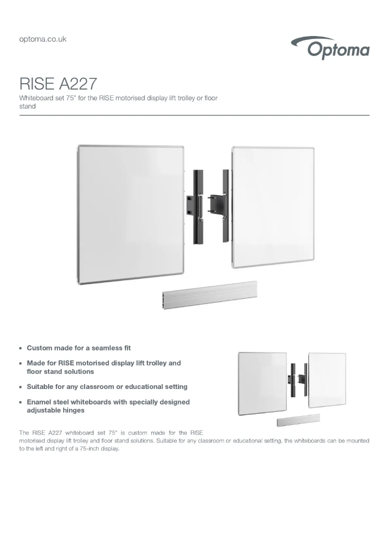 Page 1 de la notice Fiche technique Optoma RISE A227