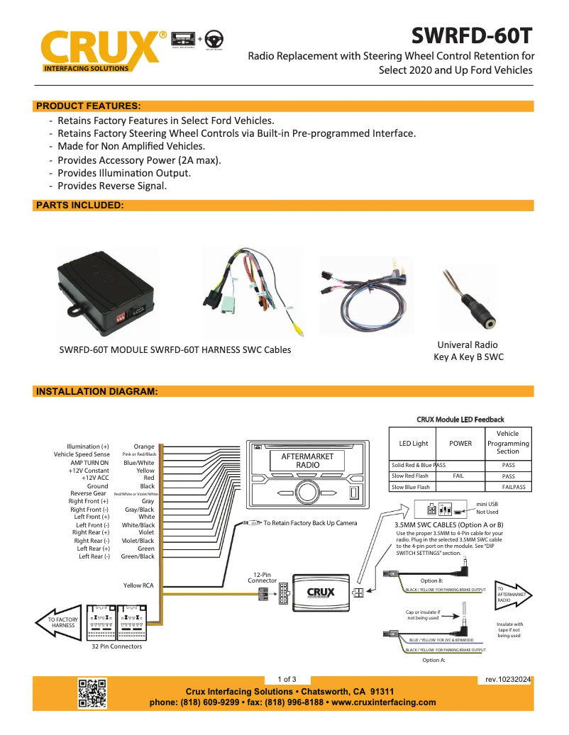 Page n°1 - Manuel utilisateur CRUX SWRFD-60T