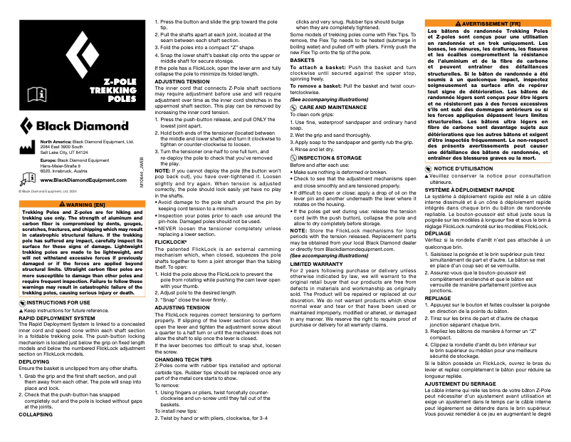 Page n°1 - Manuel utilisateur Black Diamond Distance Carbon FLZ