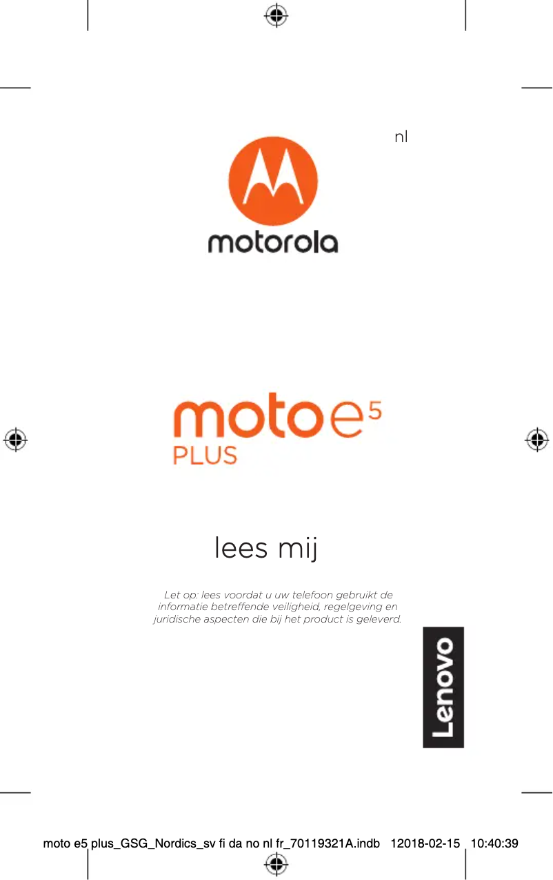 Page 1 de la notice Manuel utilisateur Motorola Moto E5 Plus