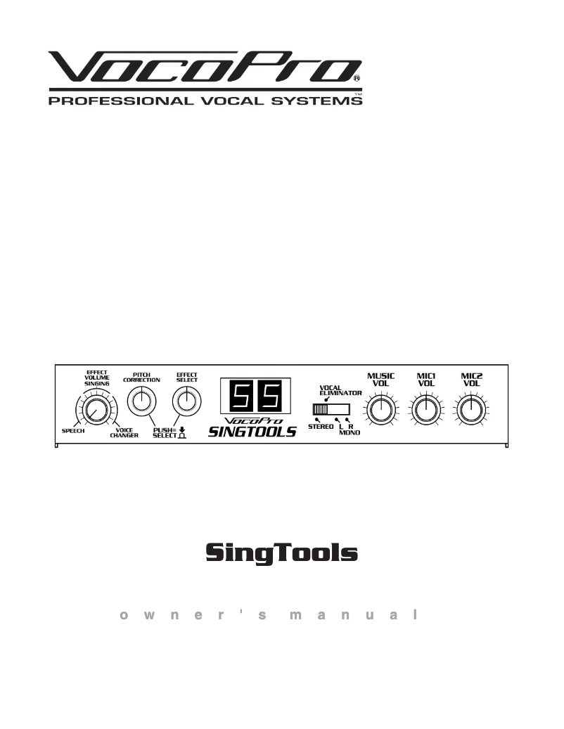 Page 1 de la notice Manuel utilisateur Vocopro SingTools