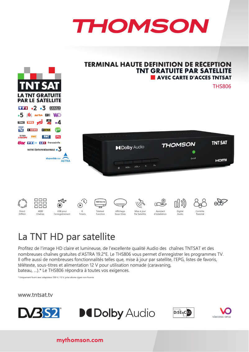 Page 1 de la notice Brochure Thomson THS806