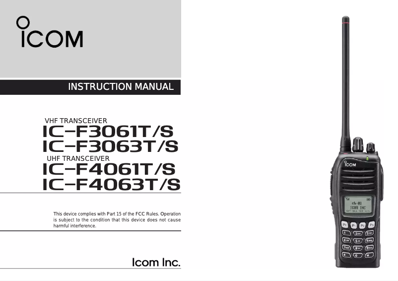 Page n°1 - Manuel utilisateur ICOM IC-F4063