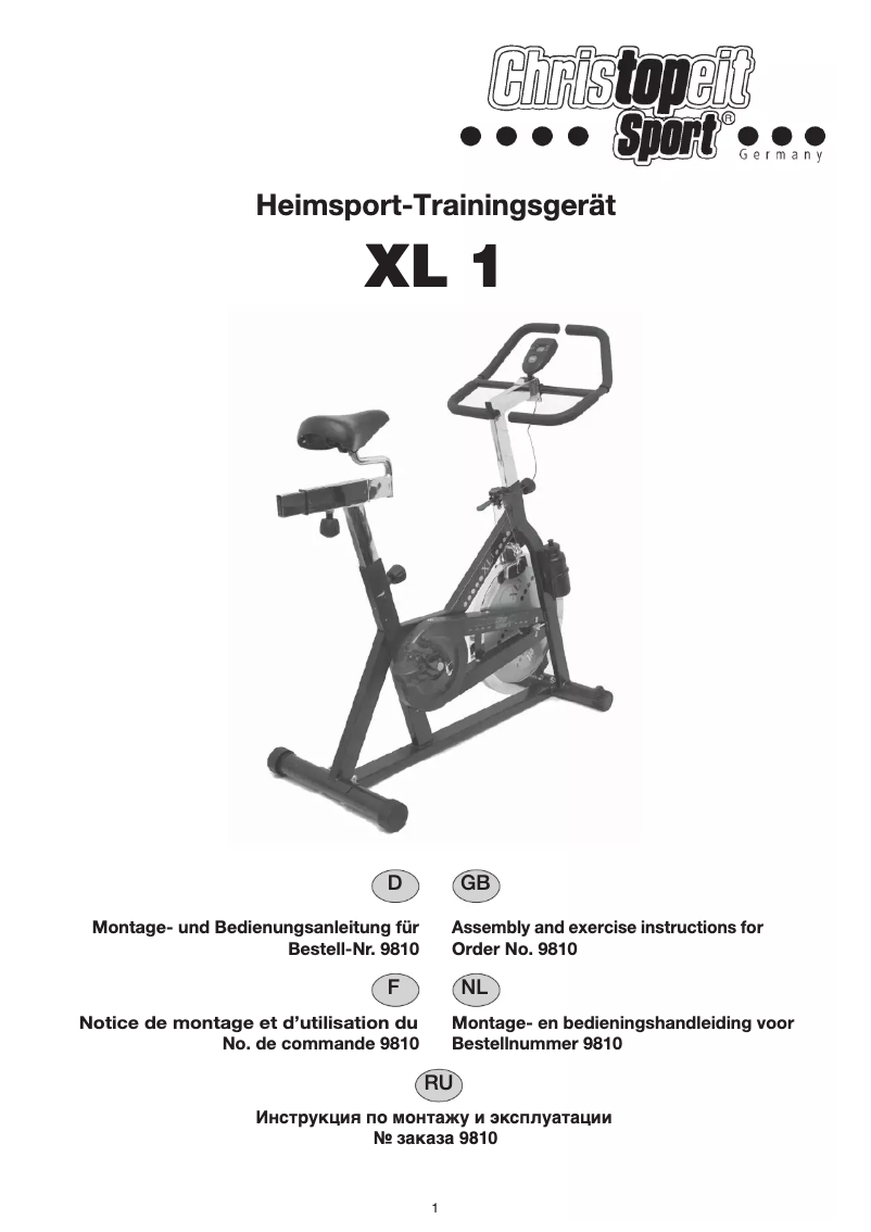 Page n°1 - Manuel utilisateur Christopeit XL 1