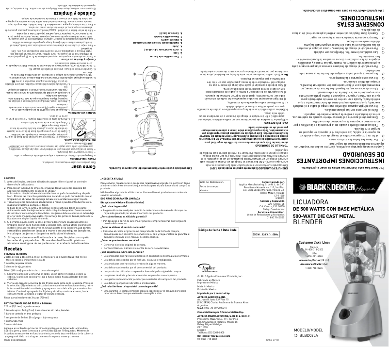 Page 1 de la notice Manuel utilisateur Black & Decker BLBD02LA