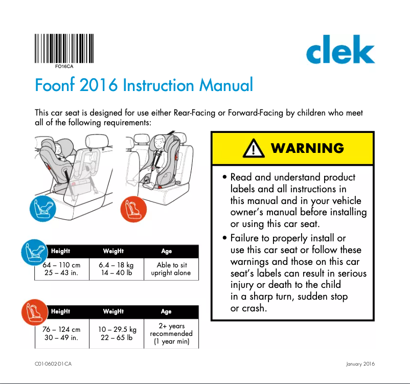 Page n°1 - Manuel utilisateur Clek Foonf (2016)