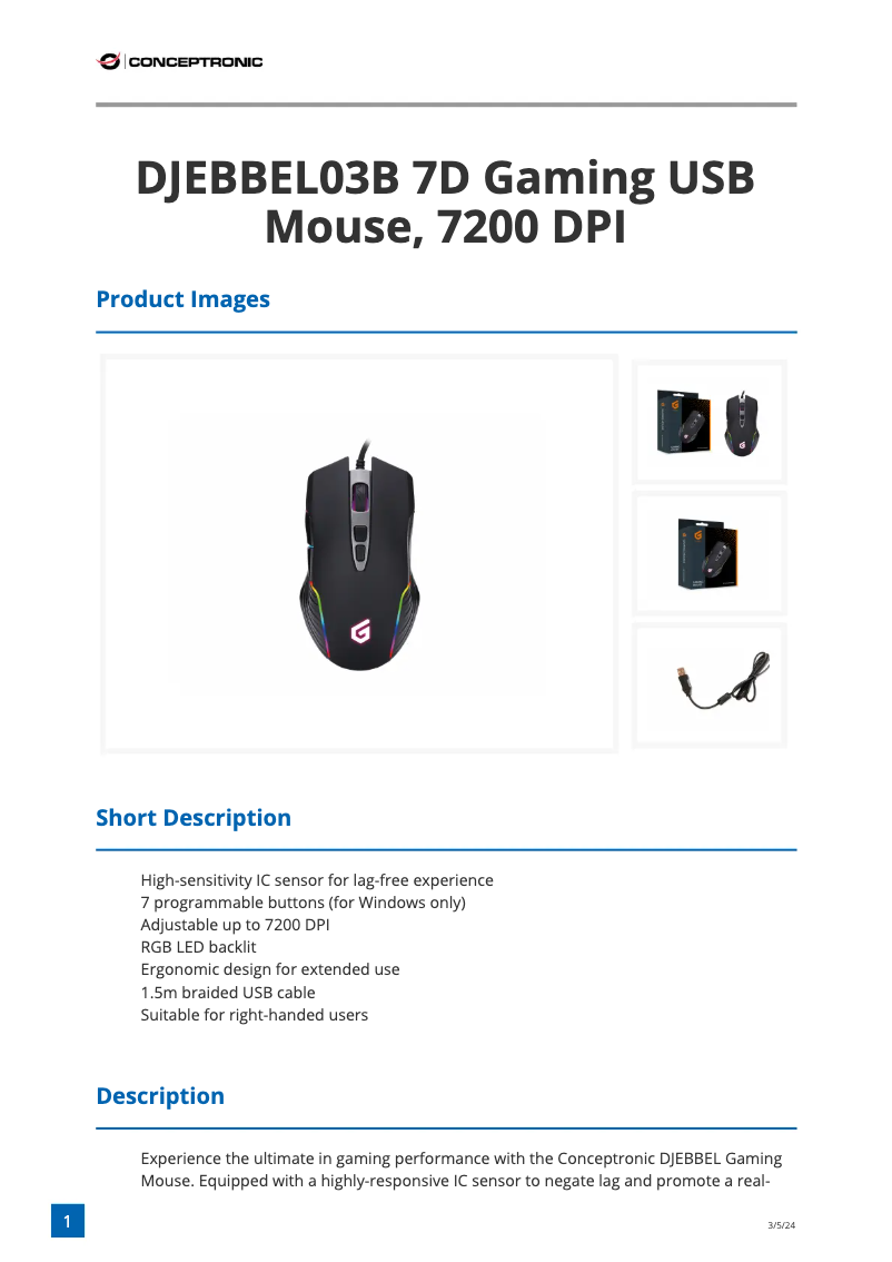 Page n°1 - Fiche technique Conceptronic DJEBBEL 03