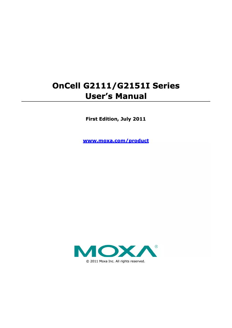 Page n°1 - Manuel utilisateur Moxa OnCell G2111