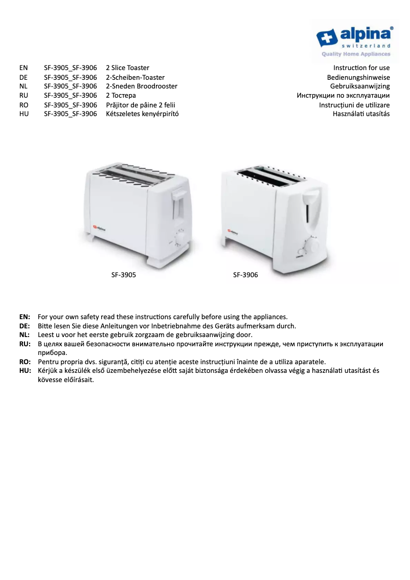 Page 1 of the manual User Manual Alpina SF-3906
