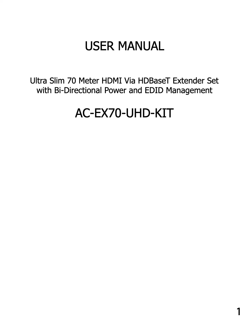 Page n°1 - Manuel utilisateur AVPro Edge AC-EX70-UHD-KIT