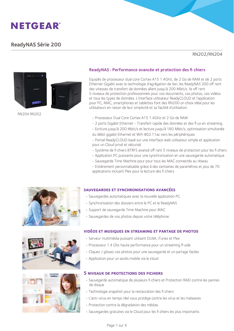 Page 1 de la notice Fiche technique Netgear ReadyNAS R20221D