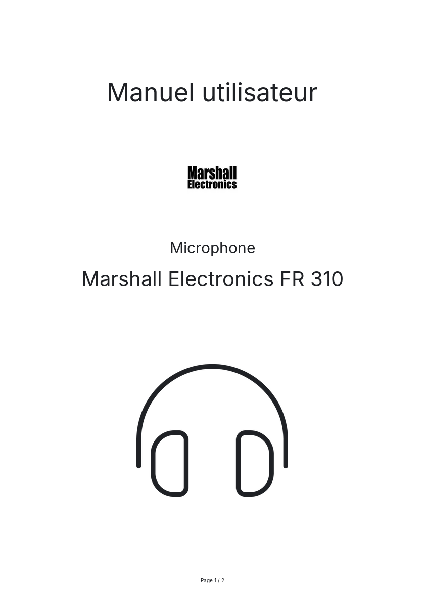 Page n°1 - Manuel utilisateur Marshall Electronics FR 310