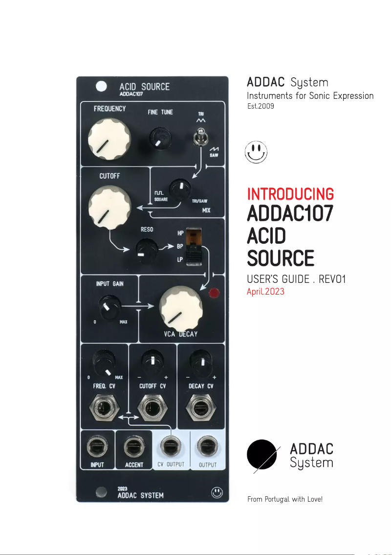Page 1 de la notice Manuel utilisateur ADDAC System Acid Source ADDAC107