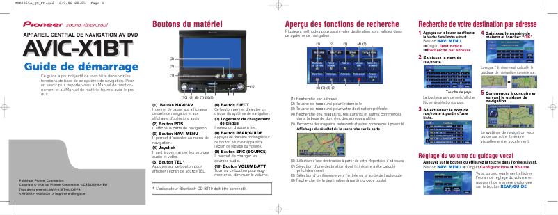Image de la première page du manuel de l'appareil AVIC-X1BT