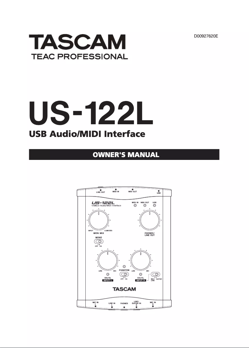 Imagen de la primera página del manual del dispositivo US-122L