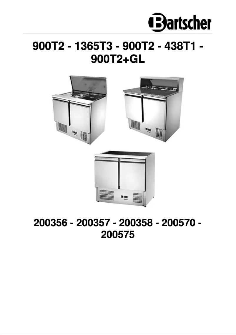 Page n°1 - Manuel utilisateur Bartscher 900T2 +GL