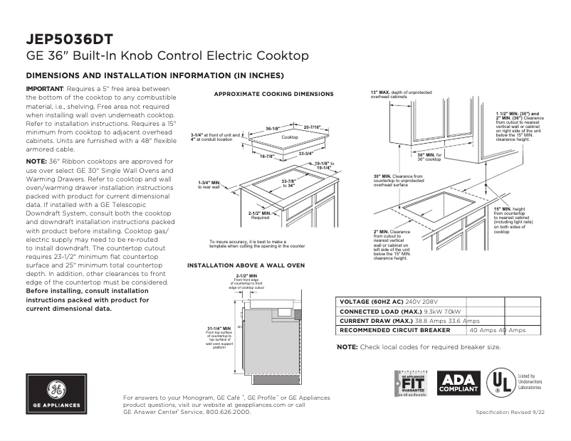 Image de la première page du manuel de l'appareil JEP5036DTBB