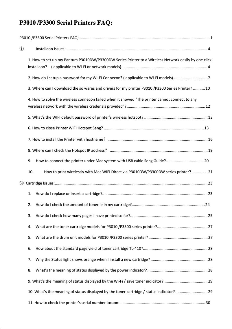 Page n°1 - FAQ Pantum P3012D