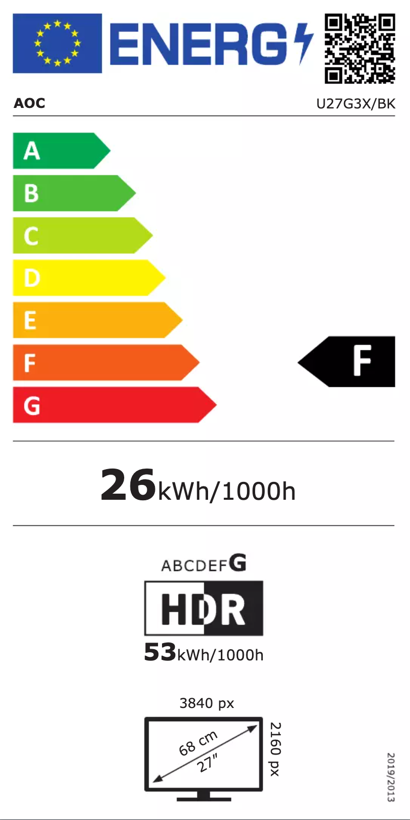 Page n°1 - Label énergétique AOC U27G3X