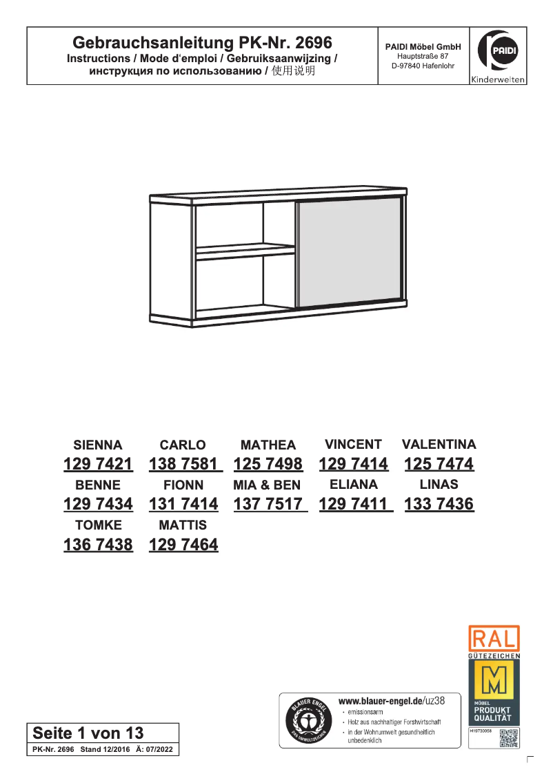 Page n°1 - Manuel utilisateur Paidi Carlo