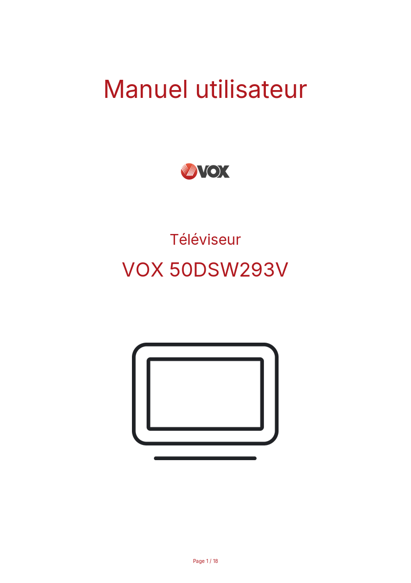 Page n°1 - Manuel utilisateur VOX 50DSW293V