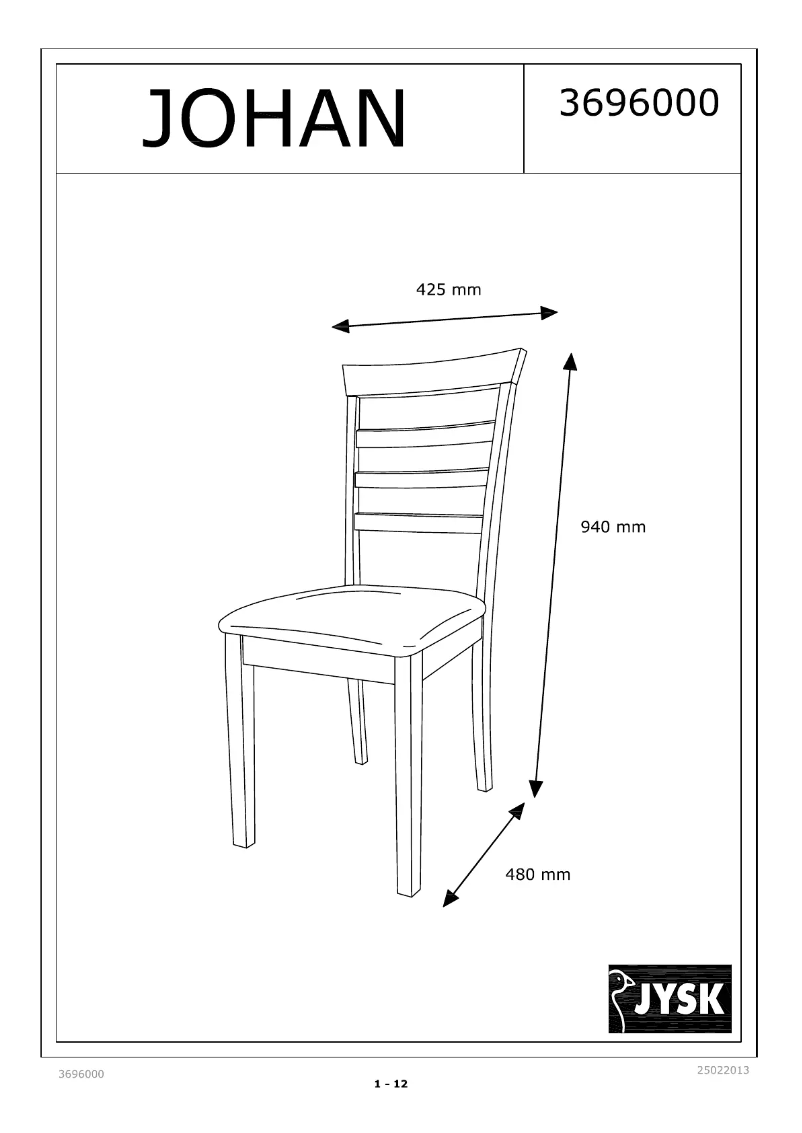 Page 1 de la notice Manuel utilisateur JYSK Johan