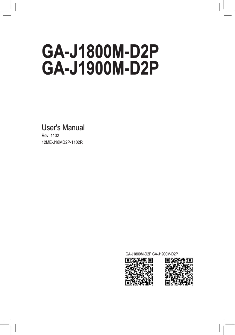 Image de la première page du manuel de l'appareil GA-J1800M-D2P