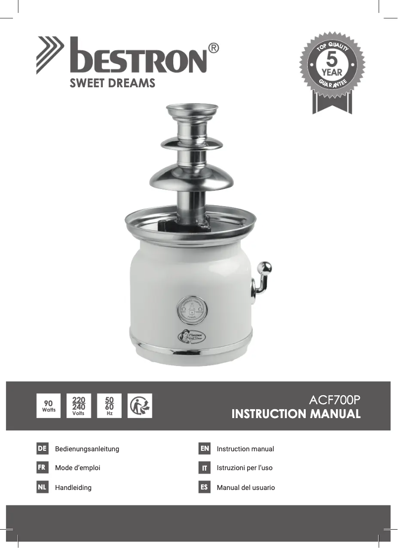 Page 1 de la notice Manuel utilisateur Bestron Sweet Dreams ACF700P