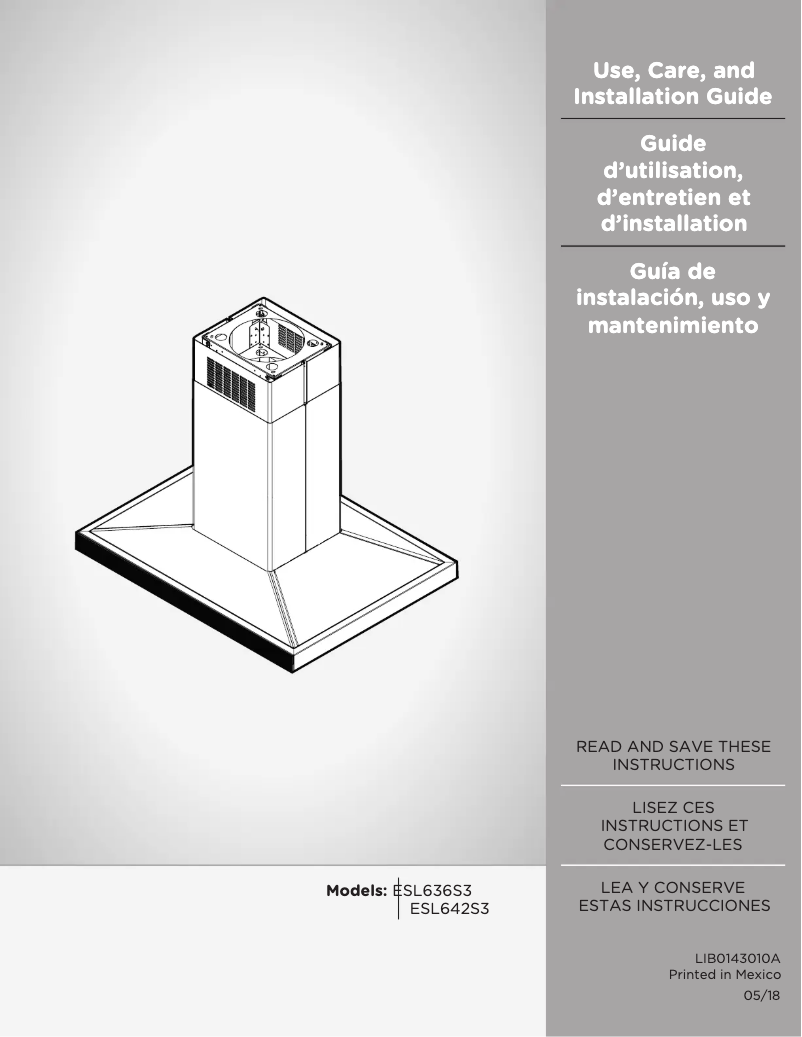 Página 1 del manual Manual de usuario Elica ESL636S3