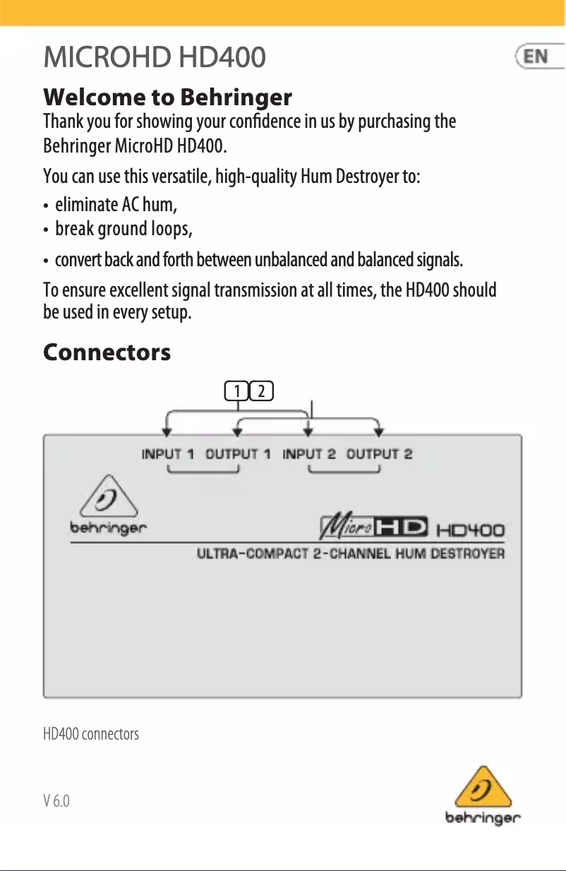 Imagen de la primera página del manual del dispositivo MicroHD HD400