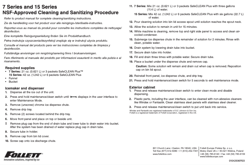 Page 1 of the manual User Manual Follett 15FS100A-IW-CF-ST-00
