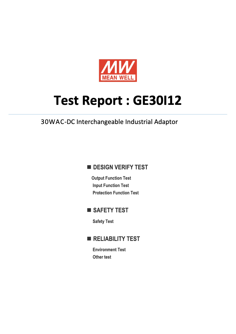 Page n°1 - Fiche technique Mean Well GE30I12-P1J