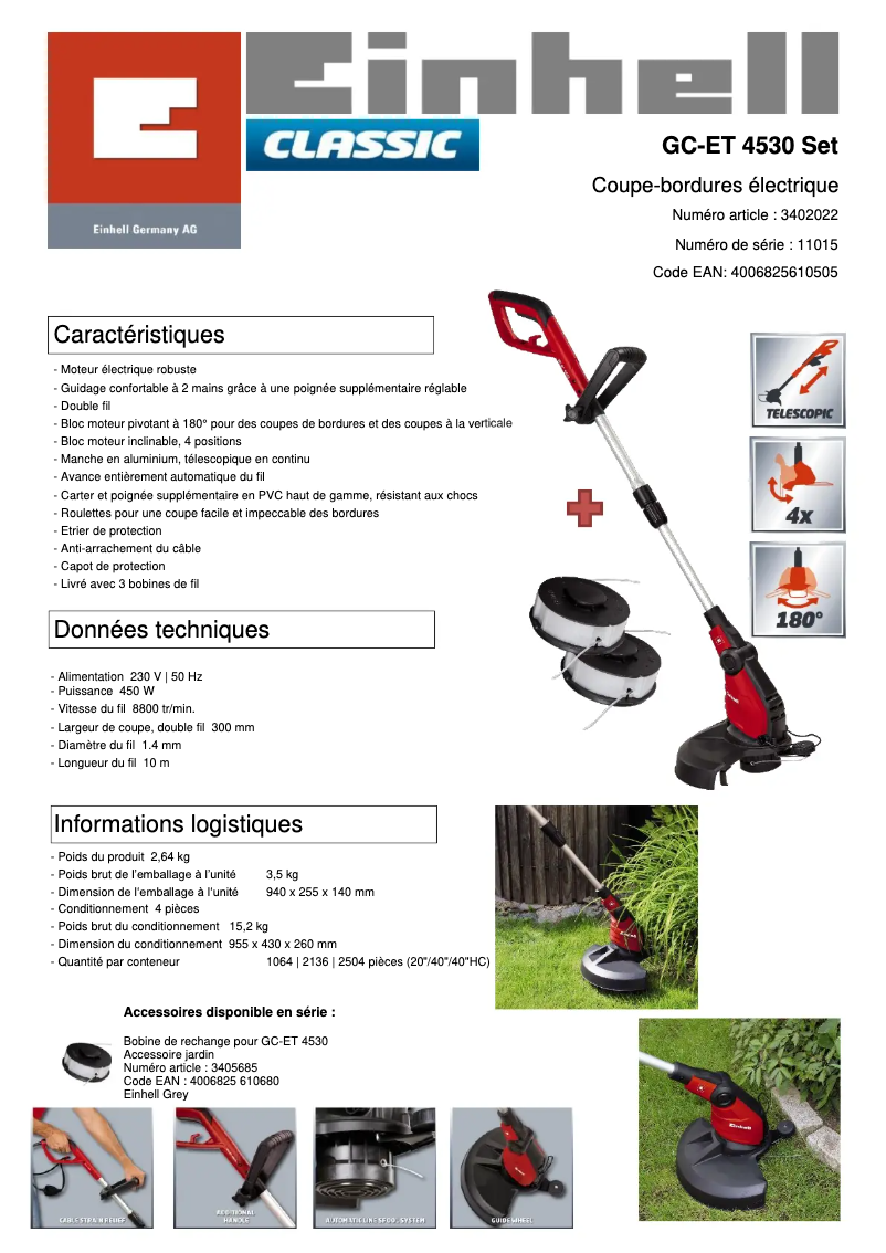 Image de la première page du manuel de l'appareil GC-ET 4530 Set