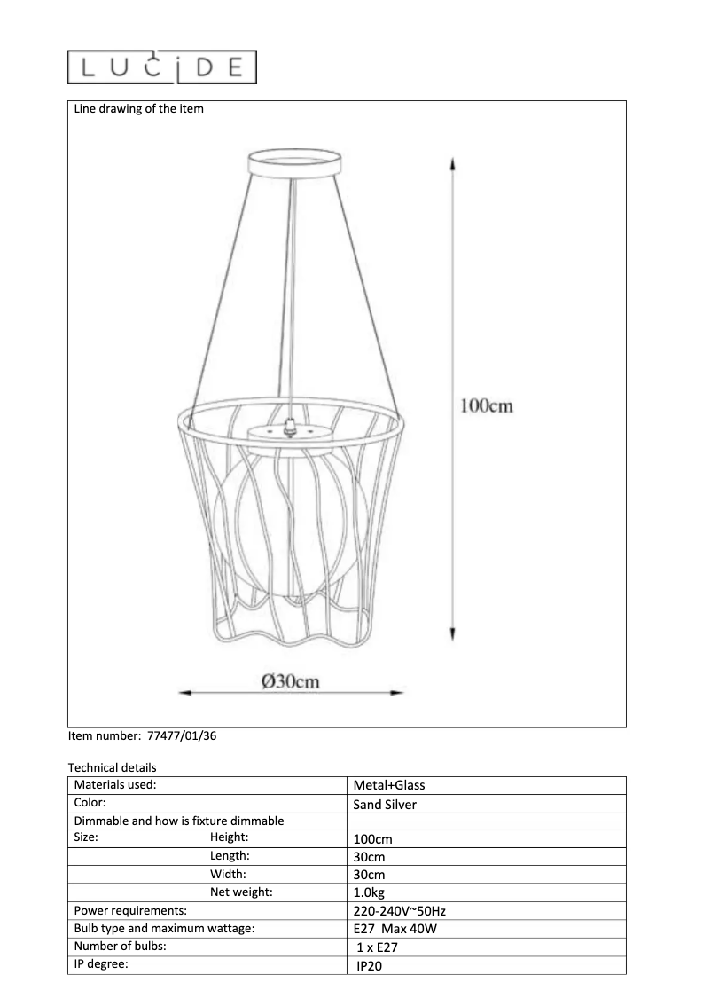 Page 1 de la notice Manuel utilisateur Lucide Basket