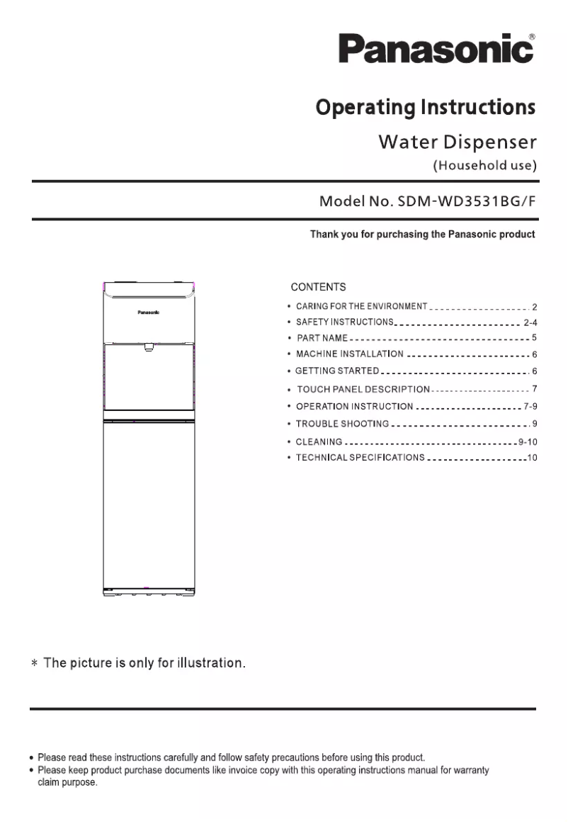 Image de la première page du manuel de l'appareil SDM-WD3531BG