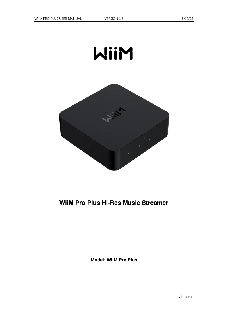Page n°1 - Manuel utilisateur WiiM Pro Plus