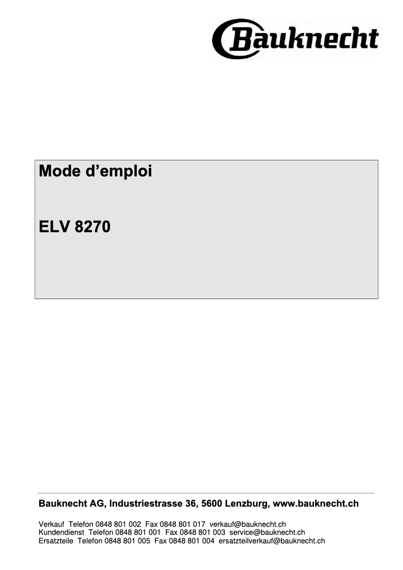 Image de la première page du manuel de l'appareil ELV 8270