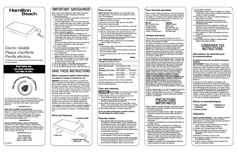 Page 1 of the manual User Manual Hamilton Beach Durathon 38518R