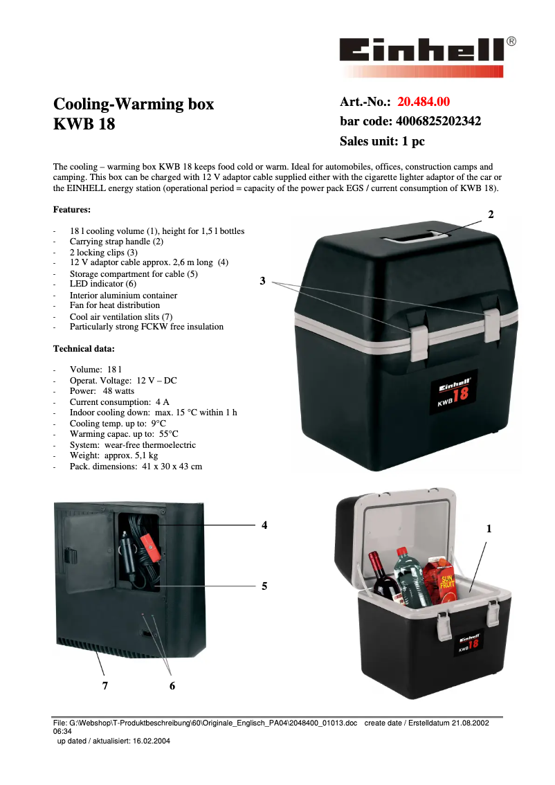 Image de la première page du manuel de l'appareil KWB 18