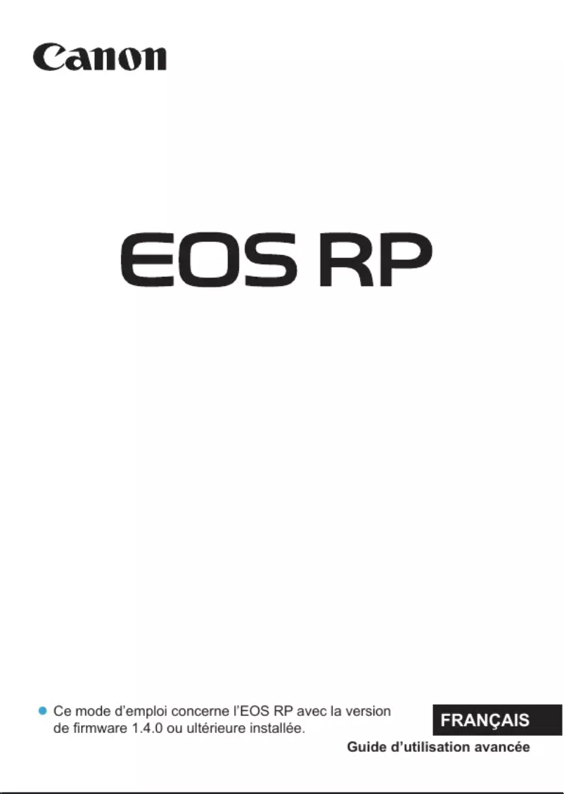 Image de la première page du manuel de l'appareil EOS RP