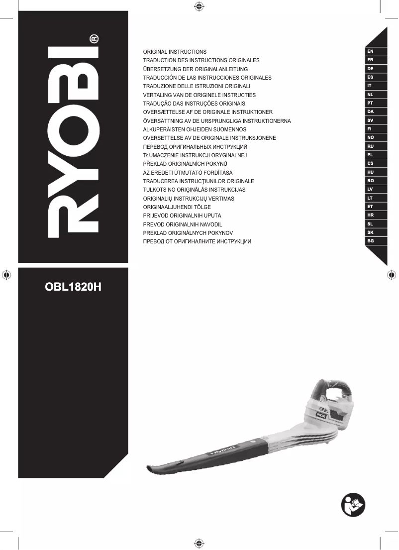 Page n°1 - Manuel utilisateur RYOBI One+ OBL1820H