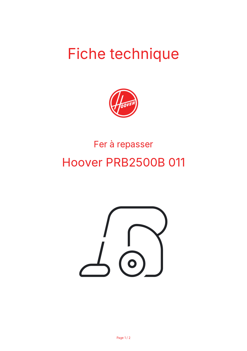 Image de la première page du manuel de l'appareil PRB2500B 011
