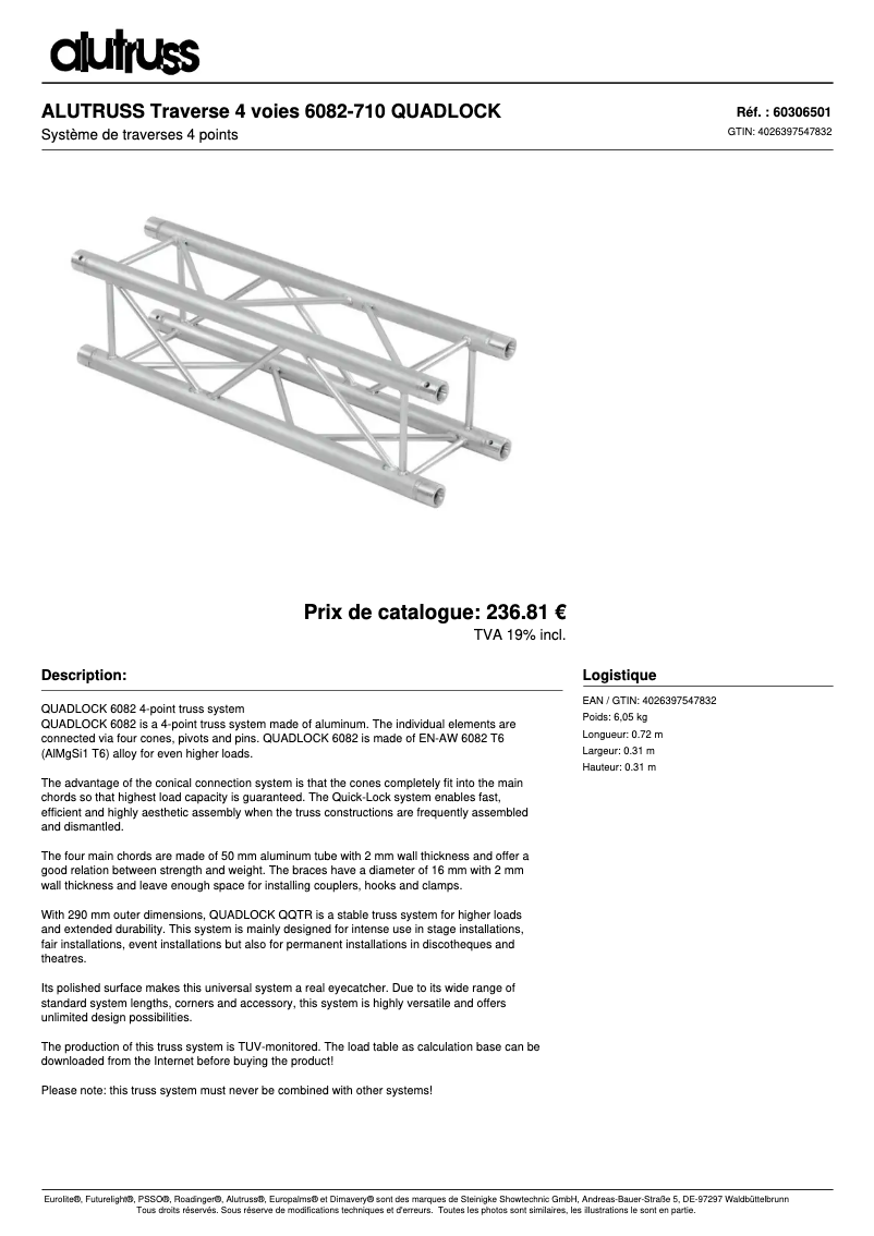 Imagen de la primera página del manual del dispositivo Quadlock 6082