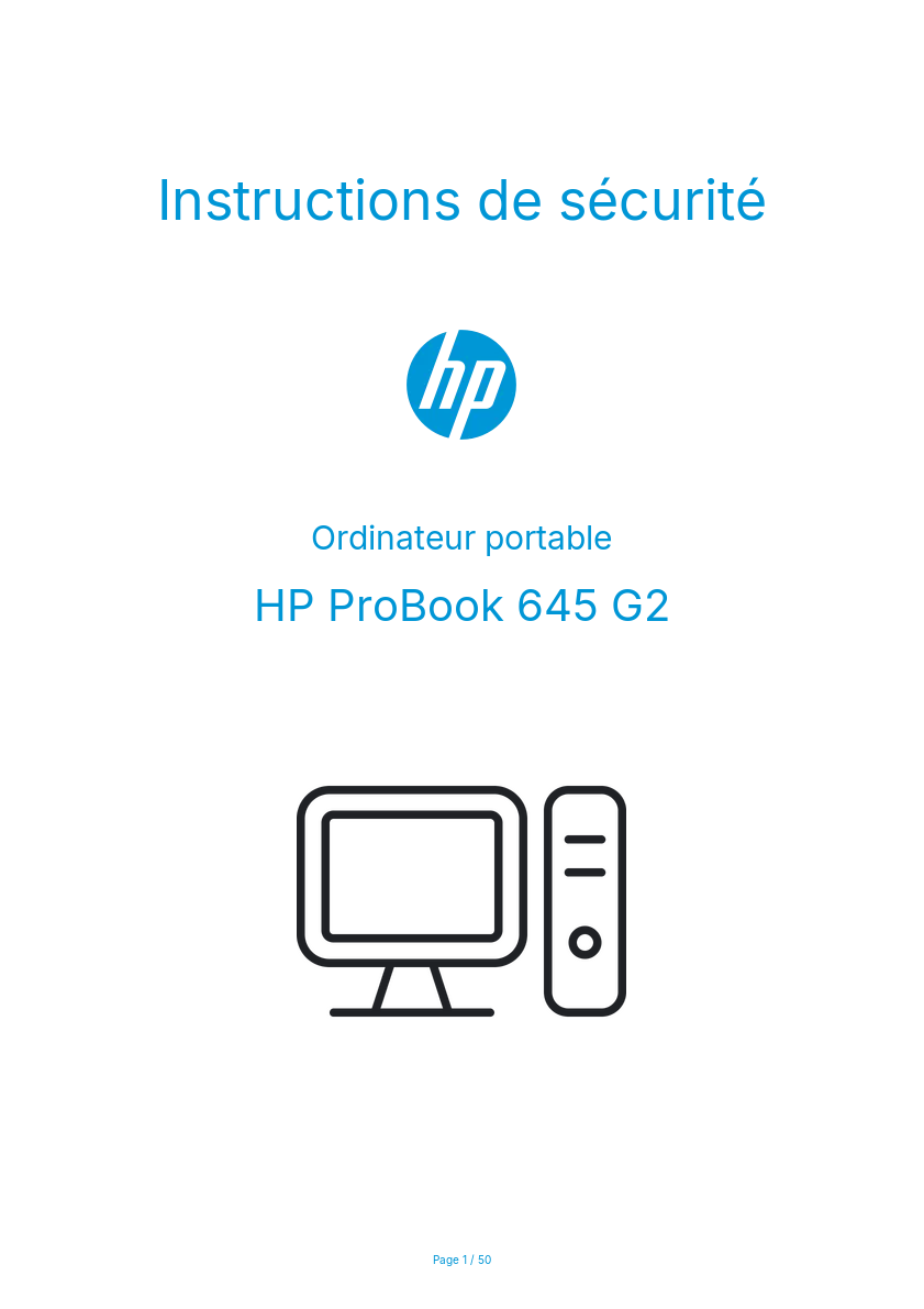Image de la première page du manuel de l'appareil ProBook 645 G2