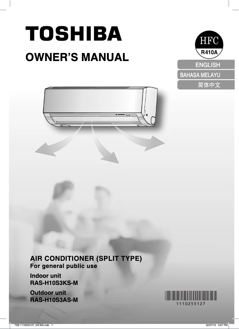 Page 1 de la notice Manuel utilisateur Toshiba RAS-H10S3KS-M