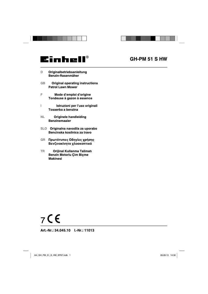 Page 1 de la notice Manuel utilisateur Einhell GH-PM 51 S HW