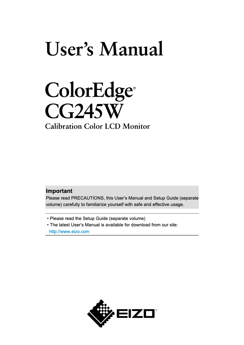 Page n°1 - Manuel utilisateur Eizo ColorEdge CG245W